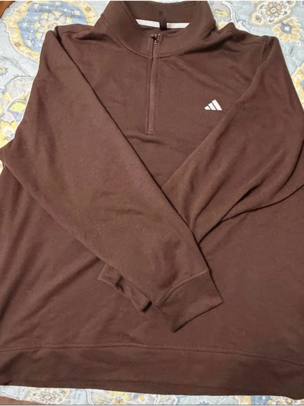 adidas Brown Quarter-Zip Pullover Sweatshirt